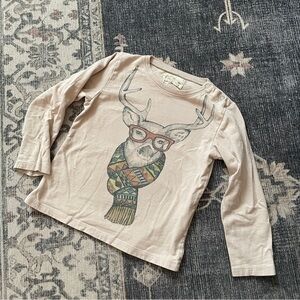 Arsene et les Pipelettes Long Sleeve Cream Hipster Deer Shirt